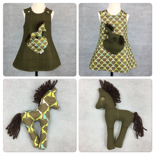 Vestido reversible hecho a mano para niña. Tweed Green Birds talla: recién nacido - 9 años - Imagen 2 de 8