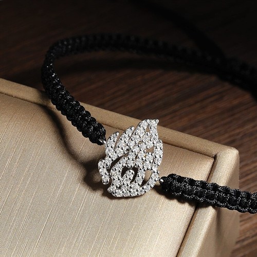 Braided-rope Full Moissanite Bracelet Women Men Adjustable Chain Sterling Silver - Picture 6 of 21