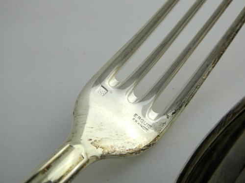 Ercuis Buis Silverplate Group of 3 Flatware Pieces Fork Place Spoon and Teaspoon - Picture 8 of 8