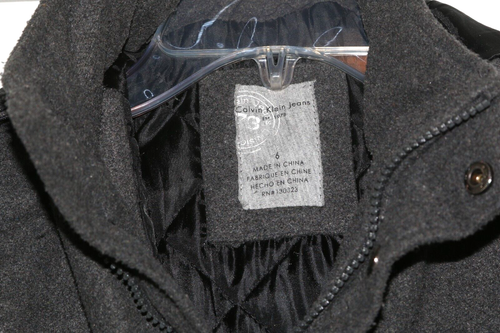 CK CALVIN KLEIN JEANS Hooded heavy coat / jacket - BOYS SIZE 6 - Picture 2 of 5