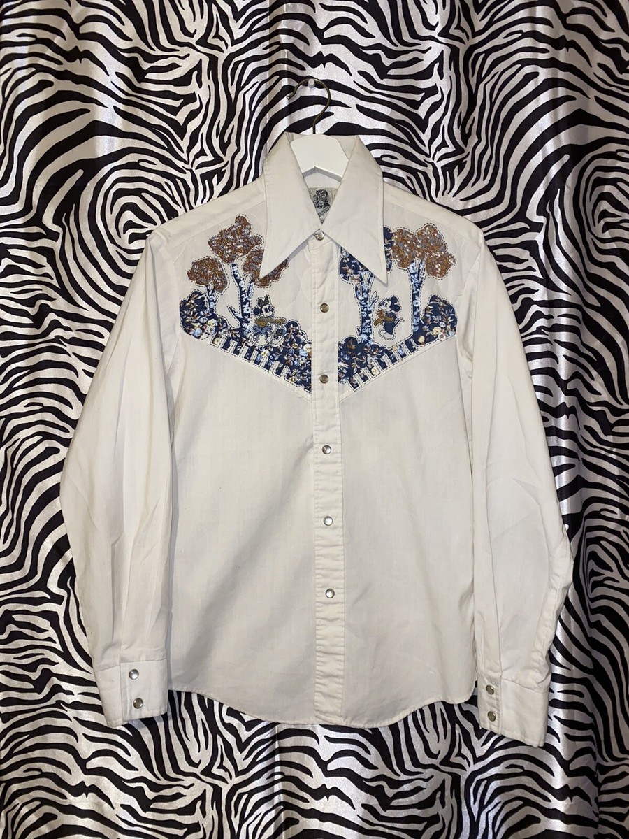 Vintage Rare 60s 70s Kennington Ltd Quilted Mickey Minnie Disney Button Up  Shirt