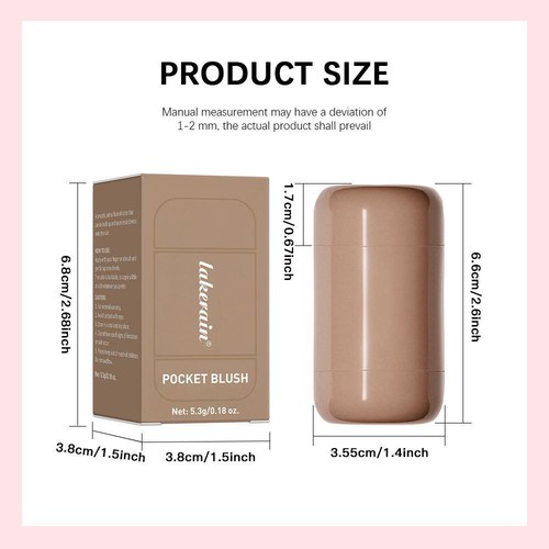 Lakerain 2 In1 Cream Blush Stick Natural Color Soft Smooth Lip and Cheek Use P0 - Picture 13 of 19