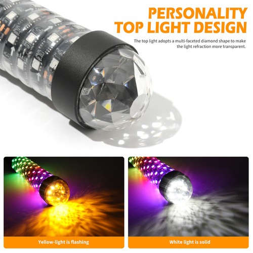 Par de antenas de persecución de luz LED espiral látigo de grasa de 1 pie de espesor para Kawasaki Teyrx Mule - Imagen 3 de 19
