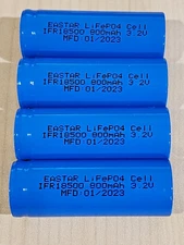 4 x IFR18500 3.2v LiFePO4 RECHARGEABLE BATTERY solar lights FLAT TOP MFG 01/2023