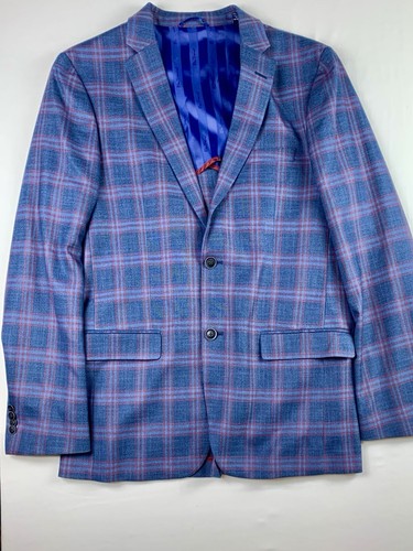 BEN SHERMAN TAILORING MENS 40L JACKET BLAZER SPORT COAT CHECK PLAID STRETCH