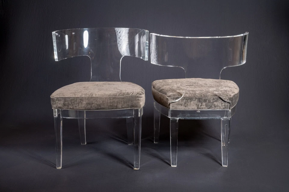 Современные стулья Lucite Klismos в стиле голливудского регентства, пара - Изображение 4 из 4