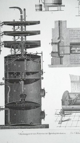 CHEMISTRY ALCOHOL Vinegar Production Baking Ovens - 1870 Antique Print - Foto 2 di 3