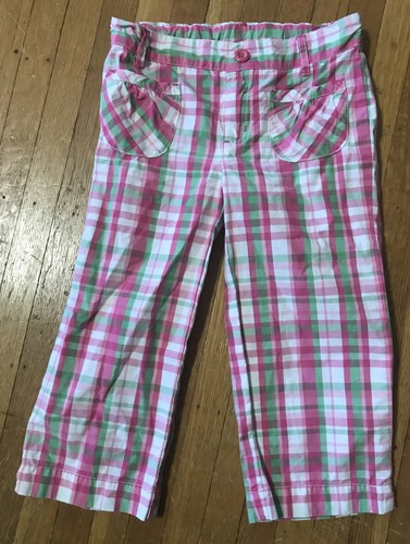 GYMBOREE BRIGHT TULIP PINK PLAID CROPPED PANTS GIRLS Size:7 EUC - Picture 1 of 3