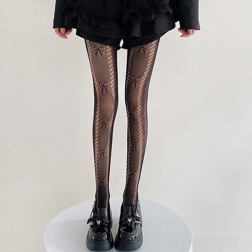 Women Fishnet Tights Bowknot Mesh Stockings Socks Hollow Out Pantyhose Sock Gift - Picture 21 of 23