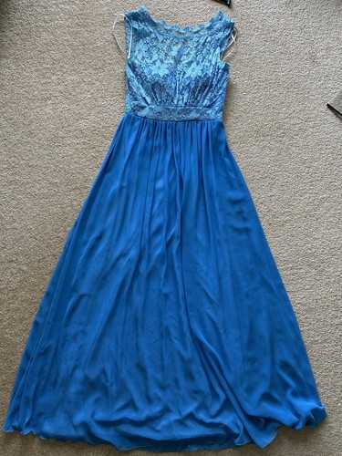 Wendy Ann Long Blue Lace Dress Size M