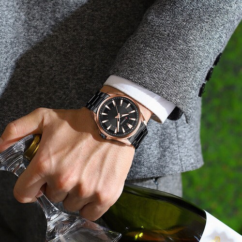 CURREN Reloj Hombre Acero Plateado Relojes Hombre Regalos para Negocios Reloj Pulsera Cuarzo - Imagen 11 de 25
