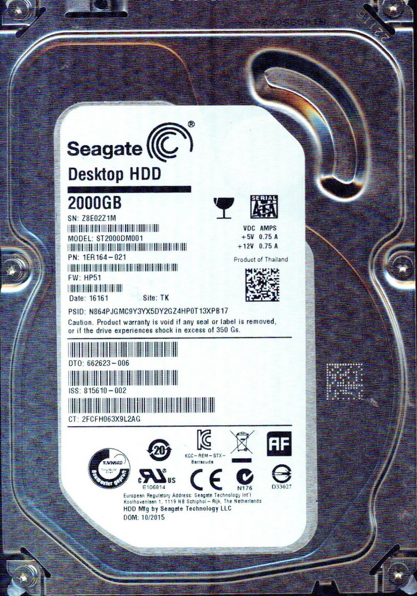 ST2000DM001, 1ER164-021, HP51, TK, Z8E0 SEAGATE SATA 2TB 16161 | eBay