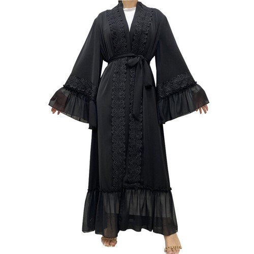 Vestido abierto musulmán caftán para mujeres Ramadán abaya caftán Dubai cárdigan kimono caftán - Imagen 112 de 132