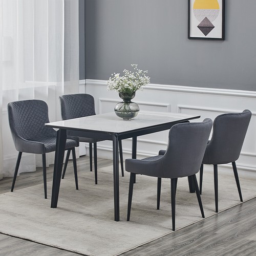 Luxury Pair of Faux Leather Chairs PU Velvet Dining Chairs Grey Brown Blue Metal - Picture 49 of 83