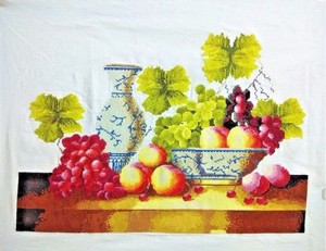 NEW-finished-completed-Cross-stitch-034-Beauty-Fruits-Plate-and-Vase-034-home-decor-gift
