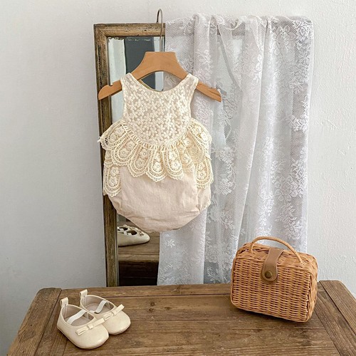 Baby Girl Romper Party Bodysuit Layered Jumpsuit Baby Shower Lace Floral Summer - Bild 11 von 23