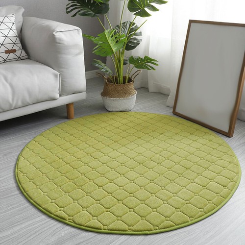 Velvet Plaid Round Floor Mat Carpet Home Living Room Table Rug Bathroom Foot Pad - Picture 13 of 22