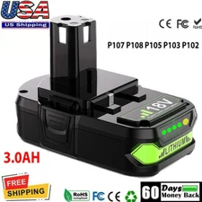 For RYOBI ONE PLUS P108 18V 3.0 Ah Lithium High Capacity Battery P104 P107 New