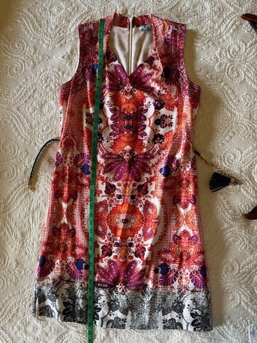WORN ONCE Antonio Melani Elaine Shift Dress Floral Paisley Orange Purple Size 4 - Picture 13 of 22