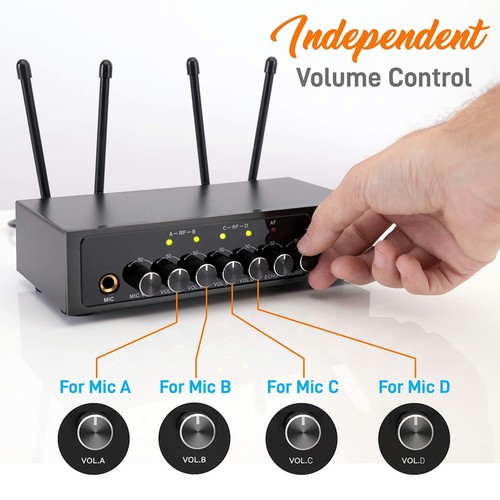 Pyle UHF Wireless Microphone System-PA Public Address Mic System/4 Wireless Mics - Picture 5 of 8