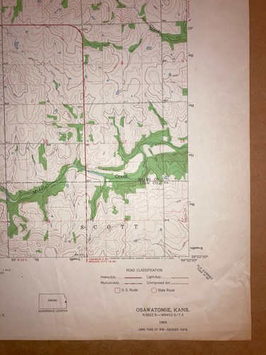 Osawatomie KS Miami County USGS Topographical Geological Survey Quadrangle Map - Picture 8 of 9