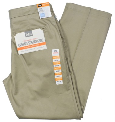 Lee Carefree Stretch Straight Fit Pebble Flat Front Performance Series Pants