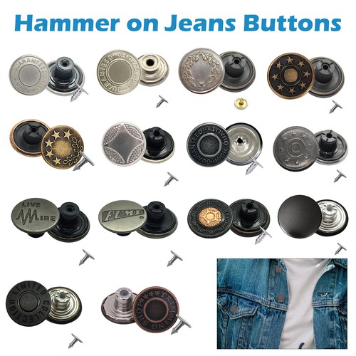 Jeans Knöpfe mit Pins Denim Ersatz Leder Handarbeit Handtaschen Hosen 17 mm