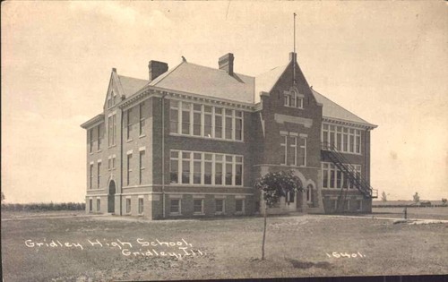 antique GRIDLEY HIGH SCHOOL IL Illinois  REAL PHOTO RPPC POSTCARD