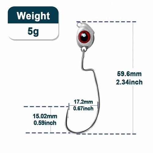 Swing Jig Head Fishing Hook Swimbait Ned Rig Hook Weedless Bass Crappie 1.8g-14g - Picture 19 of 22