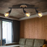 Deckenleuchte Esszimmerlampe Deckenlampe Schwarz 3 Flammig Glas Rauchfarben E14