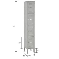 Capital? 4-Tier 4 Door Box Locker, 12"W x 18"D x 78"H, Gray, Assembled