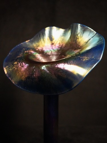 Vintage Lundberg Studios Purple Iridescent Art Glass Jack in the Pulpit Vase - Picture 12 of 23