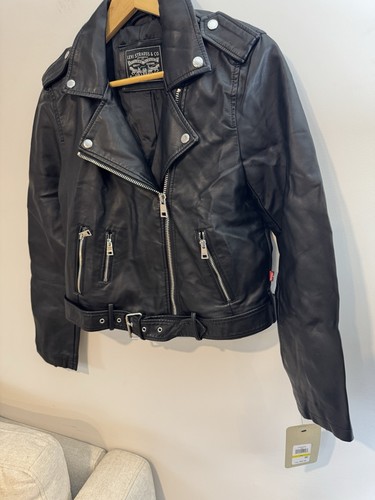 Levi's Damen Kunstleder Gürtel mittelschwere Motorradjacke, schwarz, Gr. S, Neu mit Etikett - Bild 3 von 9