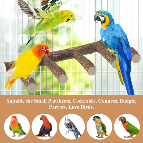 Parrot Wood Stand for Cage, 12.2Inch Length Parrot Perch, Natural Bird Ladder fo - Picture 7 of 12
