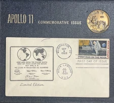 Limited Edition Apollo 11 Commemorative First Day of Issue Stamp and Coin Set