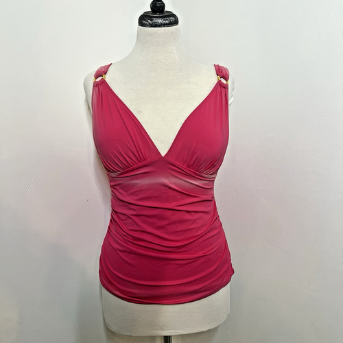 BLEU BY ROD BEATTIE Women's Fantasy Rose Red Tankini Top - Size 10 NWT Top Only - Picture 2 of 9
