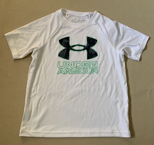 Under Armour Tech Hybrid Print White Short Sleeve T-Shirt Youth  Sz XS NEW - Picture 1 of 9