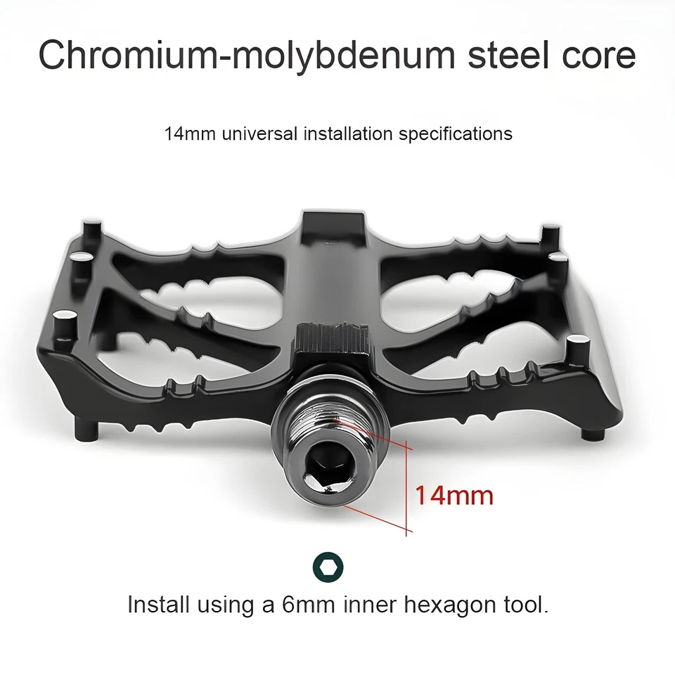 Pedales universales para bicicleta 9/16" aluminio antideslizante rodamiento de bolas para MTB BMX Foto 3 de 4