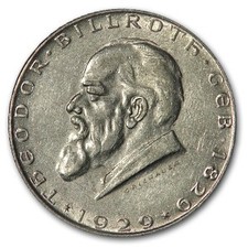 1929 Austria Silver 2 Schillings Billroth AU