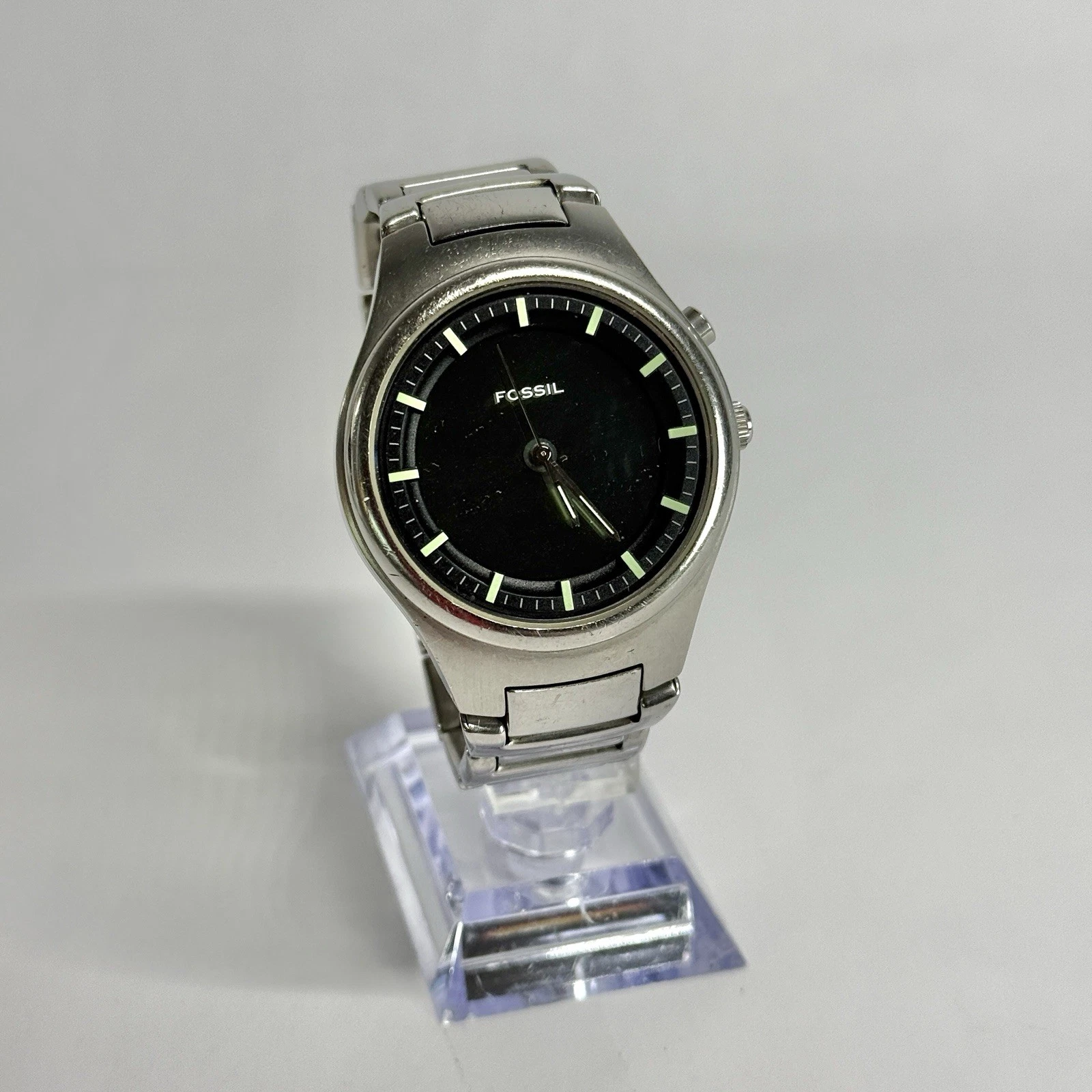 FOSSIL JR-8102 Kaleido Silver Tone Quartz Analog Vintage Watch W516 *WORKING