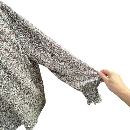 Ann Taylor Gr. XL geblümte Bluse gesmokt Handgelenk 1/4 Knopfleiste Rüschenkragen - Bild 3 von 15