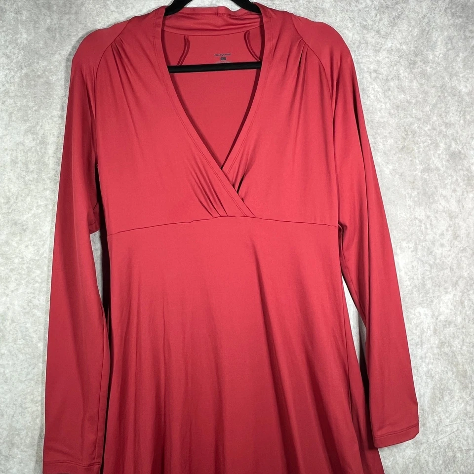 Patagonia Eva Luna Dress Women Large Red Midi Outdoor Travel Gorp Hiking Stretch - Image 2 of 4