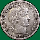 1914 Barber Dime Choice Very Fine VF+ Coin, Scratches #35971