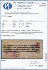 China COVER to USA franked with RED REVENUE surcharged and other stamps