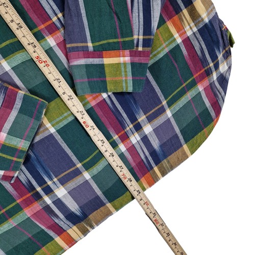 BEAMS Japan Mens Shirt Large Indian Madras Grandad Collar Long Sleeve - Picture 12 of 12