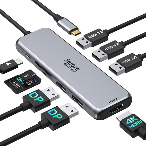 Docking Station Dual DisplayPort, Selore USB c hub with 2 displayport, HDMI, ... - Picture 1 of 7