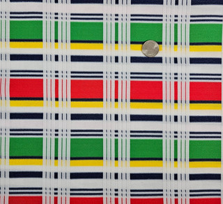 2 Yards Double Knit Polyester Plaid Red Blue Yellow 60" Wide Vintage 1960s 70s