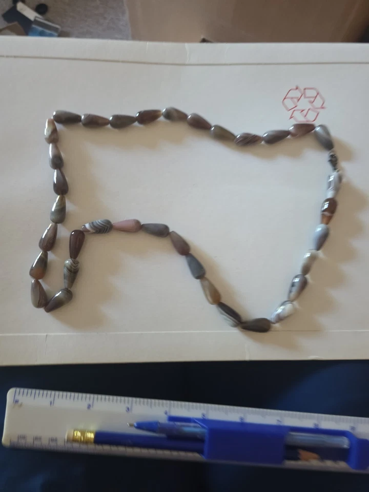 Vintage Agate Stone Necklace With 925 Silver Clasp 72cm - Image 1 of 4