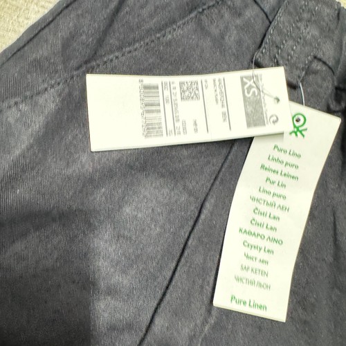 United Colors Of Benetton Pure Linen Shorts XS Relaxed Long Bermuda NWT Black - Picture 8 of 8