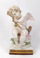 CAPODIMONTE GIUSEPPE CAPPE FIGURE CHERUB CUPID WITH GOLDEN BOW & ARROW c.1963